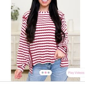 Striped Maroon and White Top
